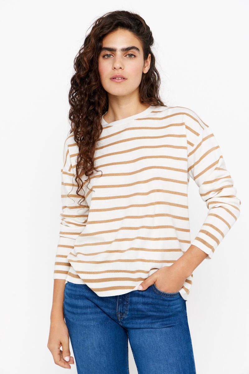 Двухцветный полосатый свитер Cortefiel, серый