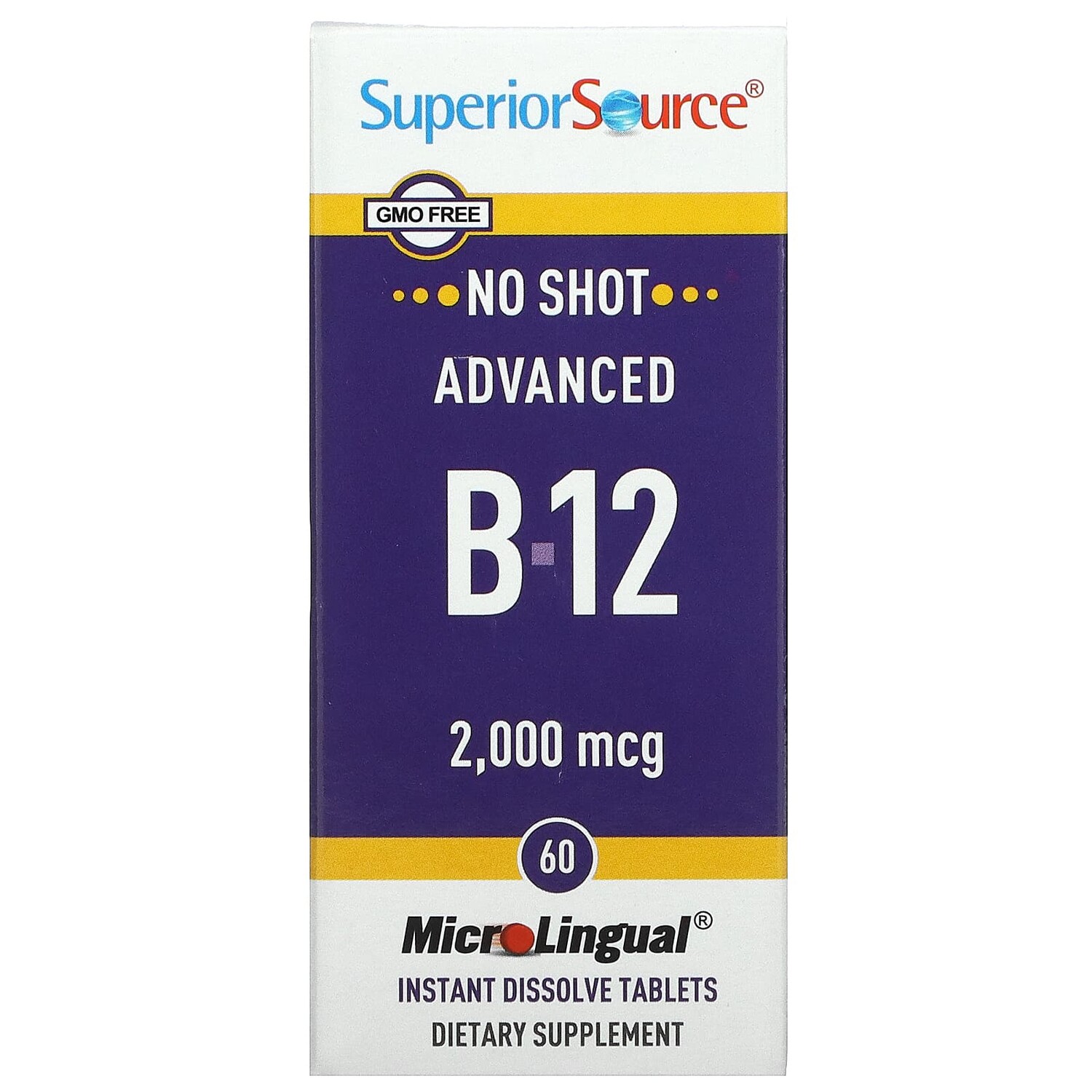 

Улучшенный витамин B12, 2000 мкг, 60 быстрорастворимых таблеток MicroLingual, Superior Source