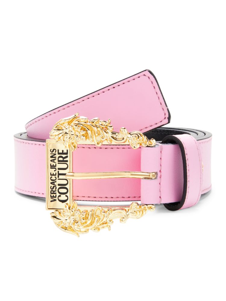 Кожаный ремень с логотипом Versace, цвет Baby Pink цена и фото