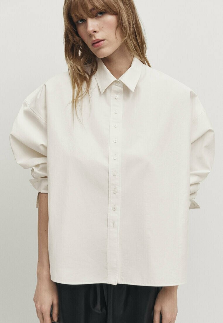 

Блузка-рубашка WITH BUTTON DETAILS Massimo Dutti, цвет beige