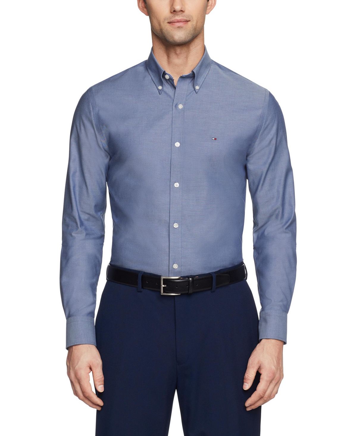 Мужская гибкая приталенная классическая рубашка из эластичного оксфорда без морщин Tommy Hilfiger обновл навиг bmw 65902456441