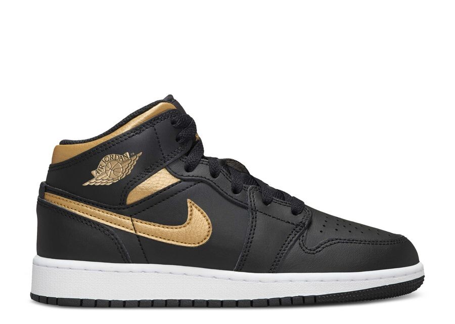 

Кроссовки Air Jordan Air Jordan 1 Mid GS, цвет Black Metallic Gold