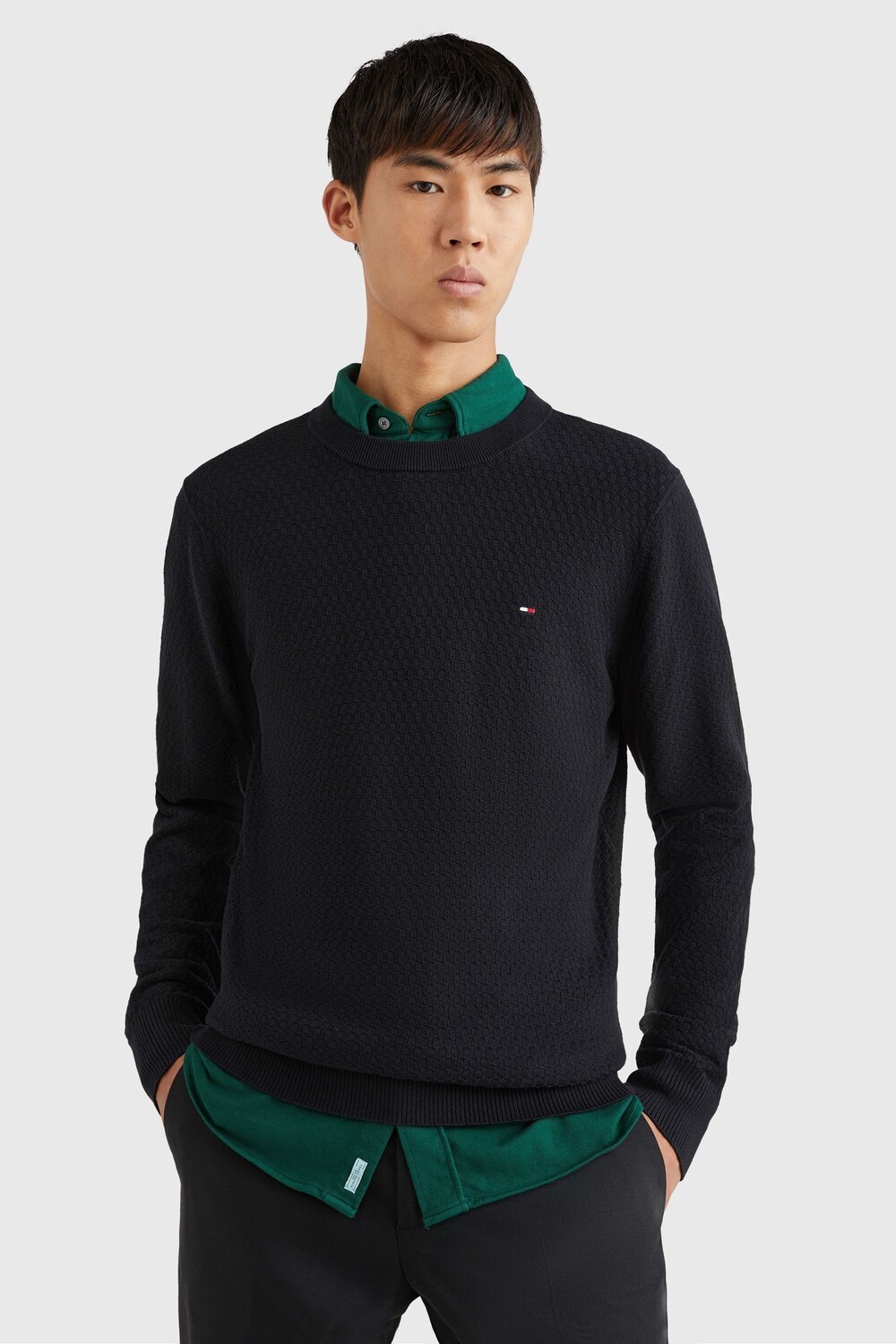 

Свитер с круглым вырезом Black Cross Structure Tommy Hilfiger, черный