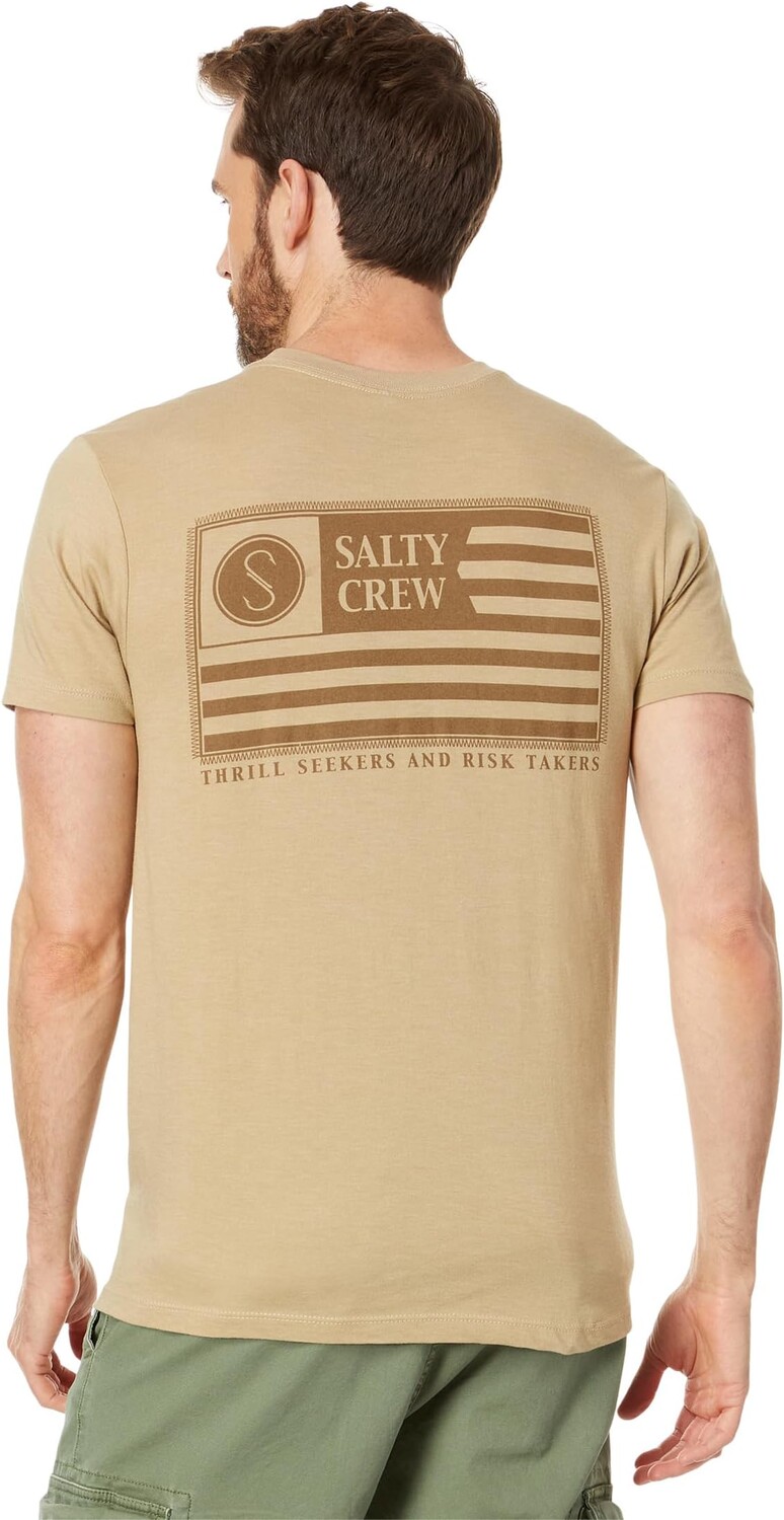 

Серая футболка с короткими рукавами Freedom Flag Salty Crew, цвет Khaki Heather