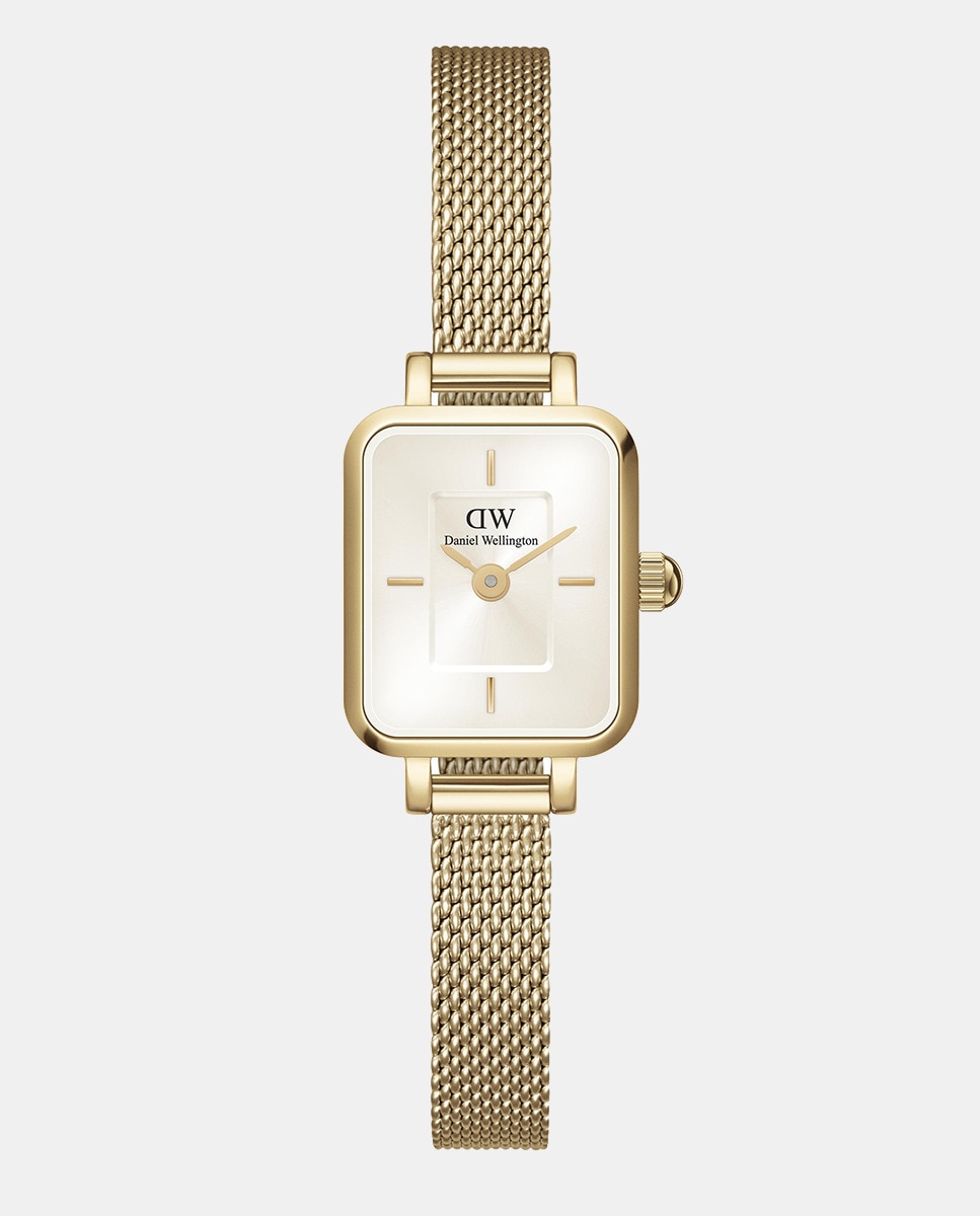 El Quadro Mini Evergold DW00100656 женские часы с золотой стальной сеткой Daniel Wellington, золотой
