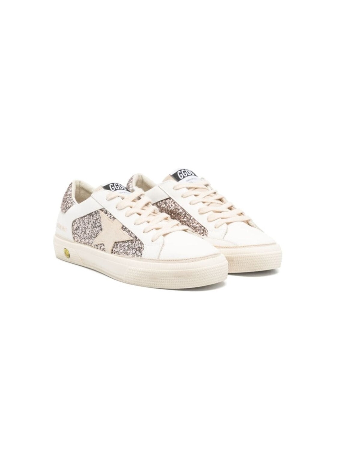 

Golden Goose Kids кеды May с блестками, белый