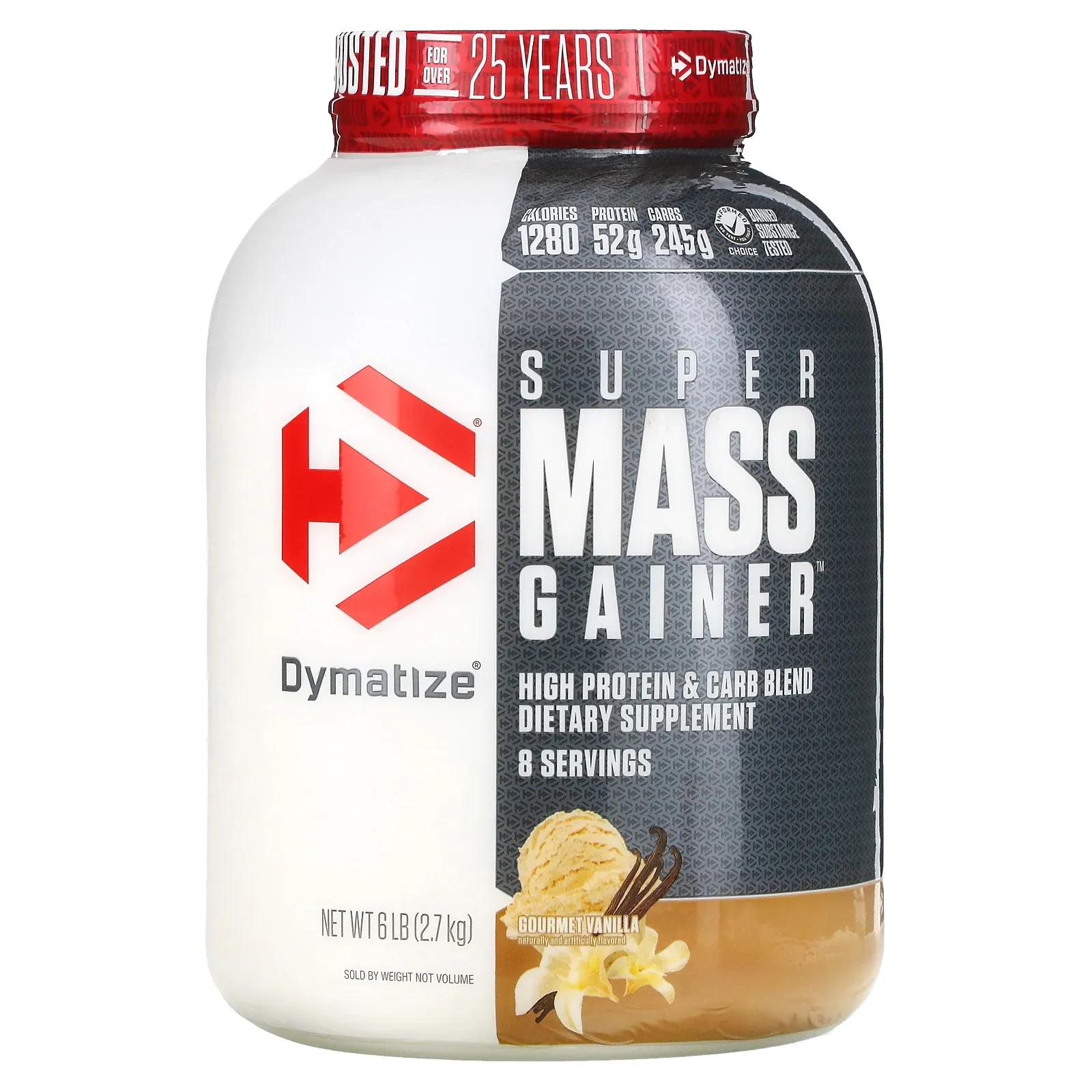 Dymatize Nutrition Super Mass Gainer со вкусом ванили 6 фунтов (2,7 кг) dymatize nutrition athlete’s whey молочная сыворотка ванильный шейк 792 г