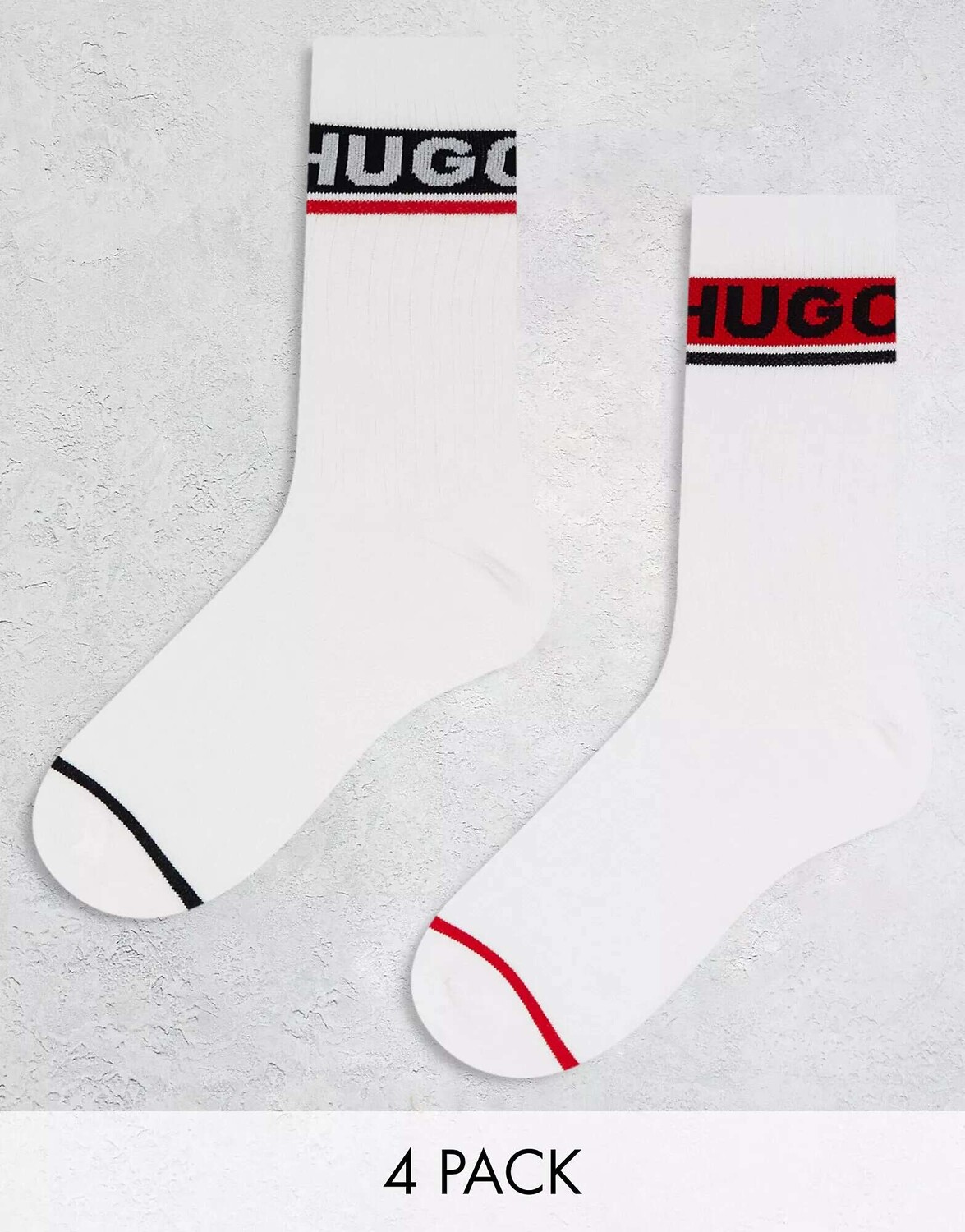 

2 пары спортивных носков в рубчик HUGO Bodywear белого цвета с логотипом