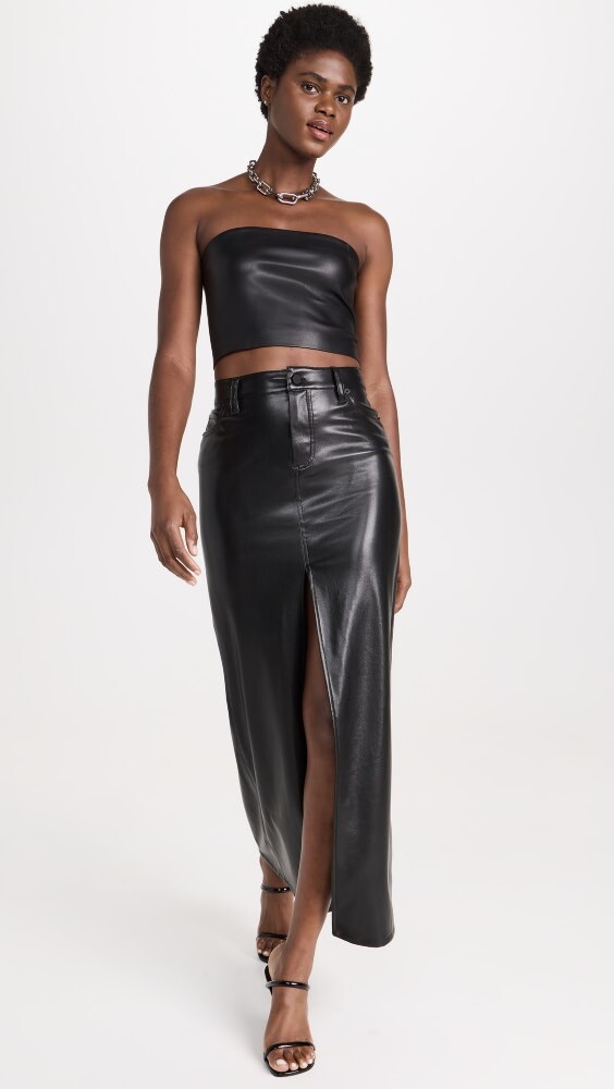 

Юбка alice + olivia Rye Vegan Leather with Slit, черный