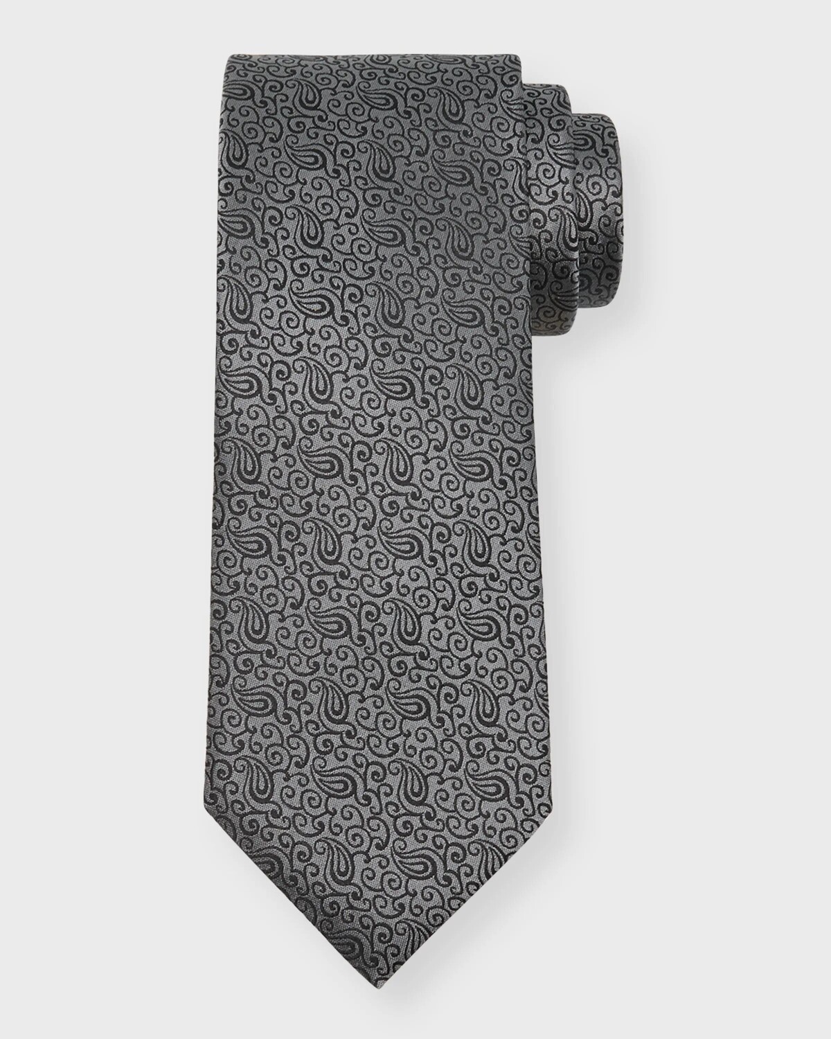 

Мужской шелковый жаккардовый галстук с узором пейсли 100 Fili ZEGNA, цвет Medium Gray