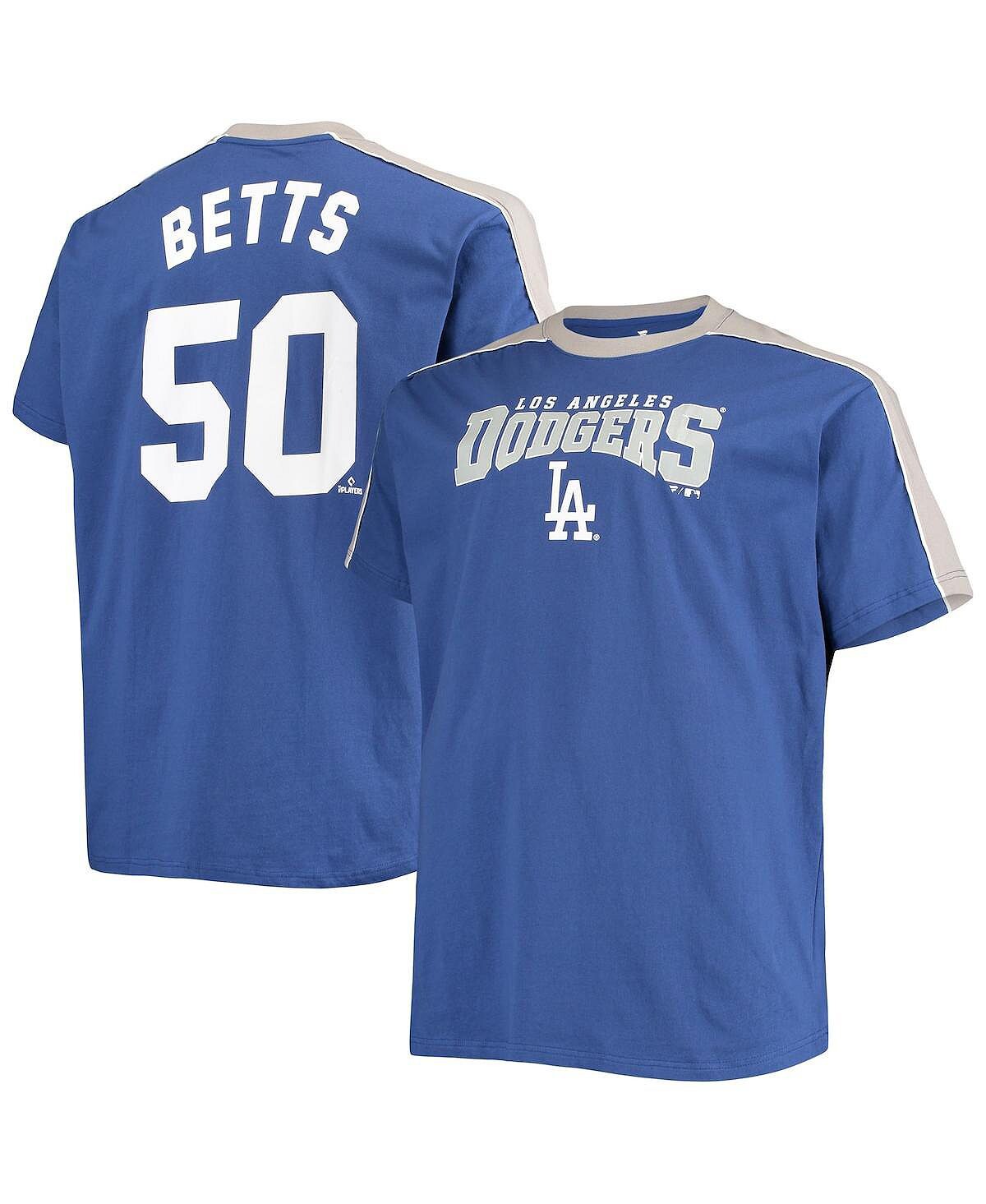 

Мужская серая футболка Mookie Betts Royal Los Angeles Dodgers Big and Tall Fashion с окантовкой Player Profile, Серый