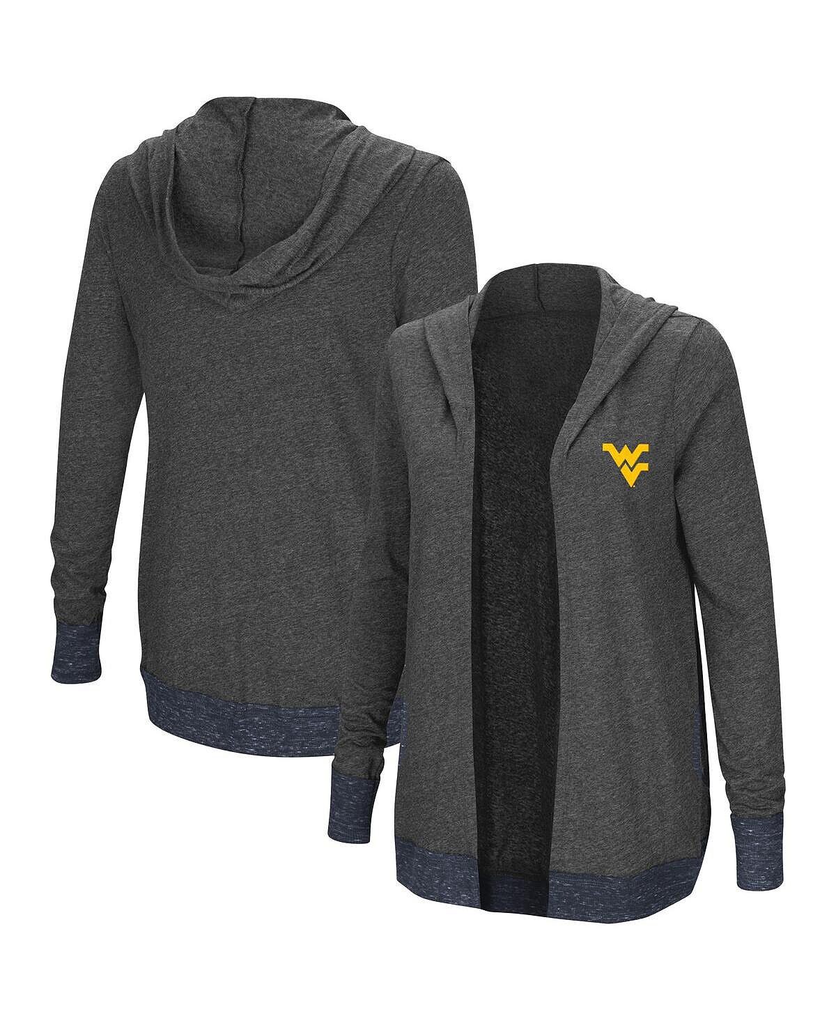 

Женский темно-серый кардиган из трех смесей с открытым капюшоном West Virginia Mountaineers для бега с препятствиями Colosseum