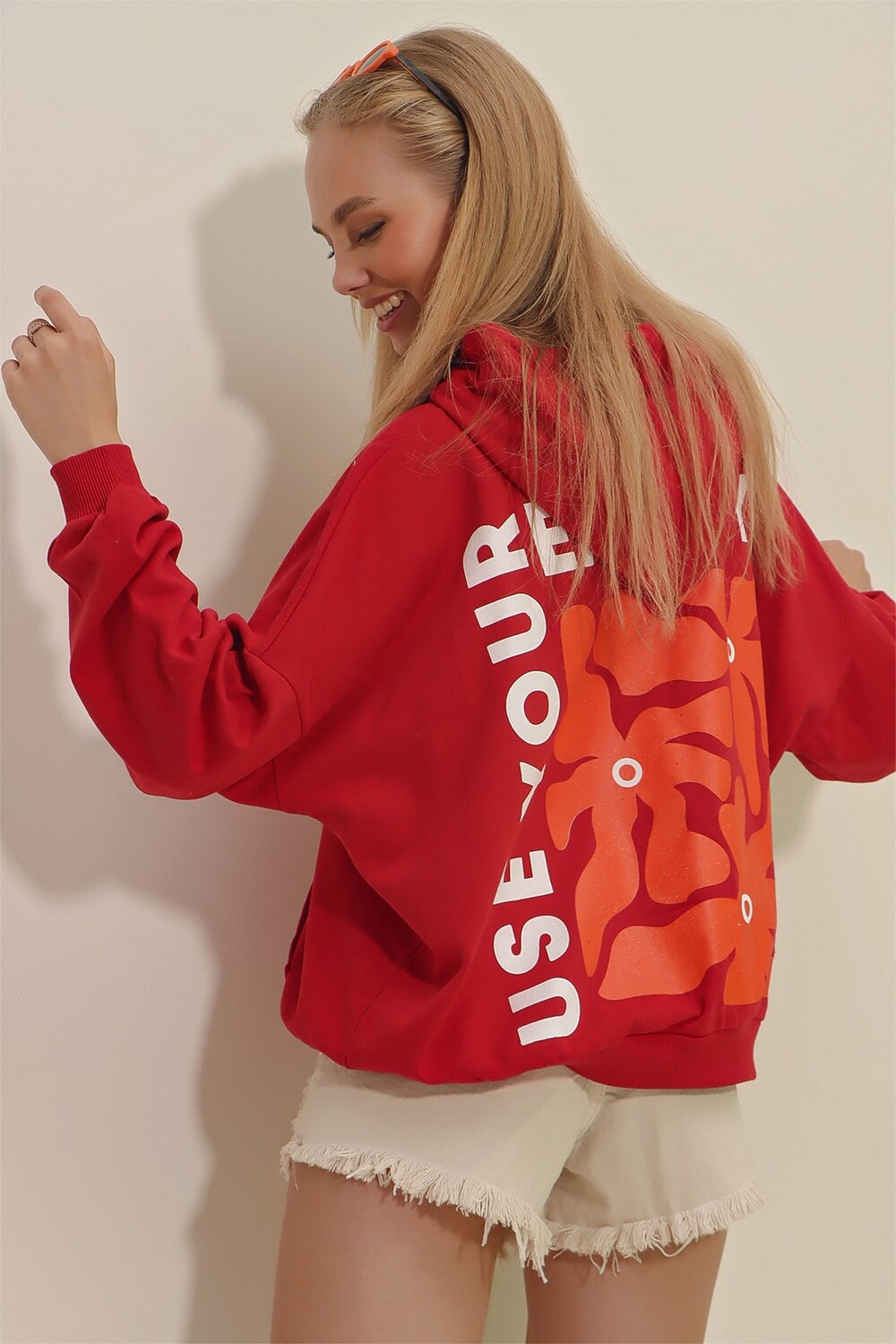 

Толстовка - Красный - Oversize Trend Alaçatı Stili, красный