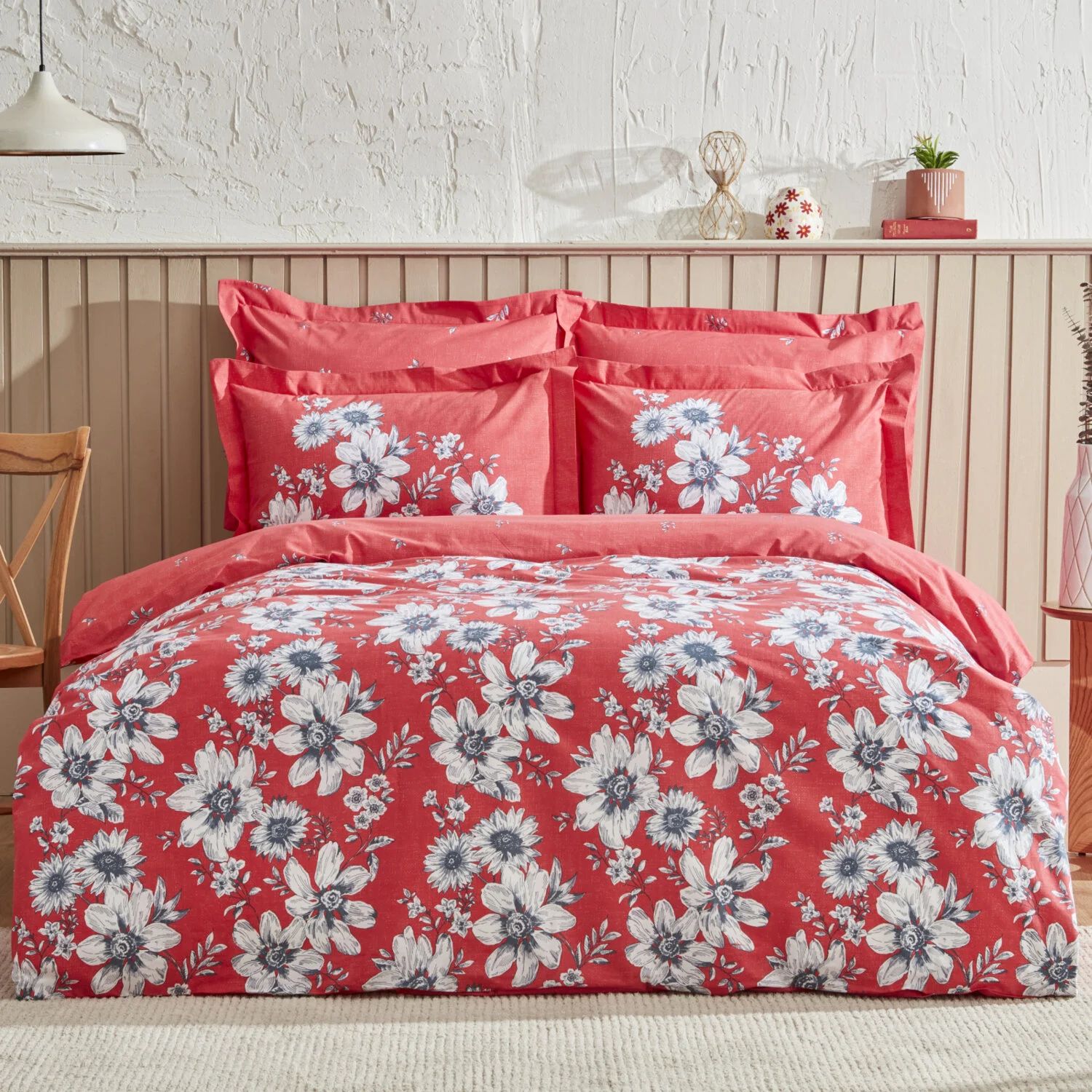 Комплект постельного белья Набор двойных пододеяльников Karaca Home Cornell из 100% хлопка, темно-розовый, пп.