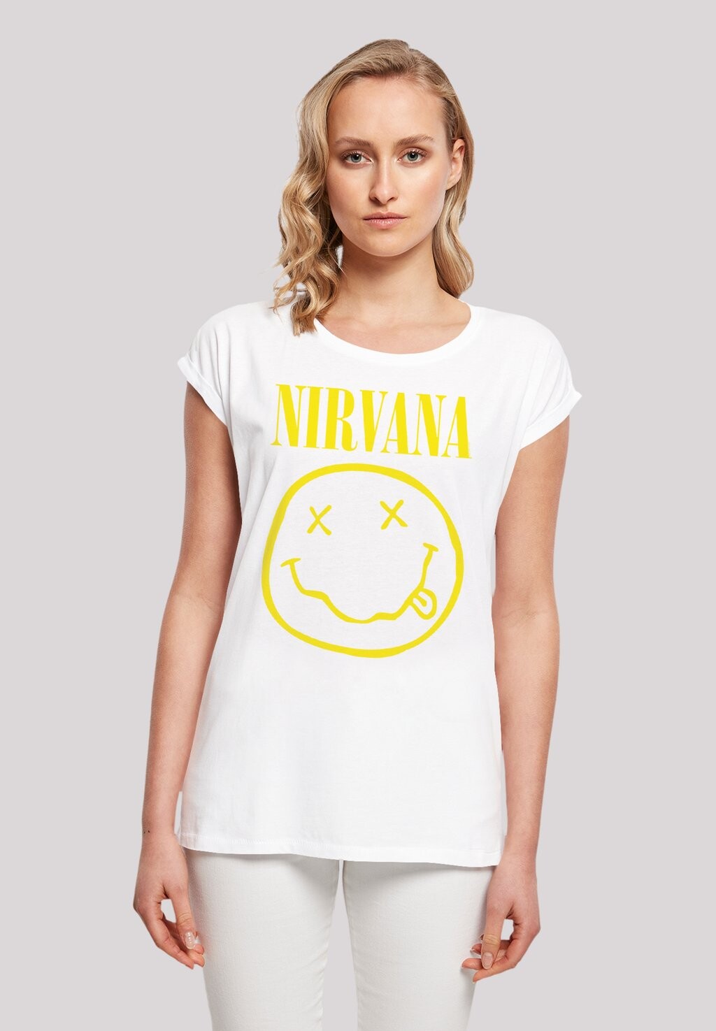 

Футболка с принтом NIRVANA ROCK BAND HAPPY FACE F4NT4STIC, цвет weiß