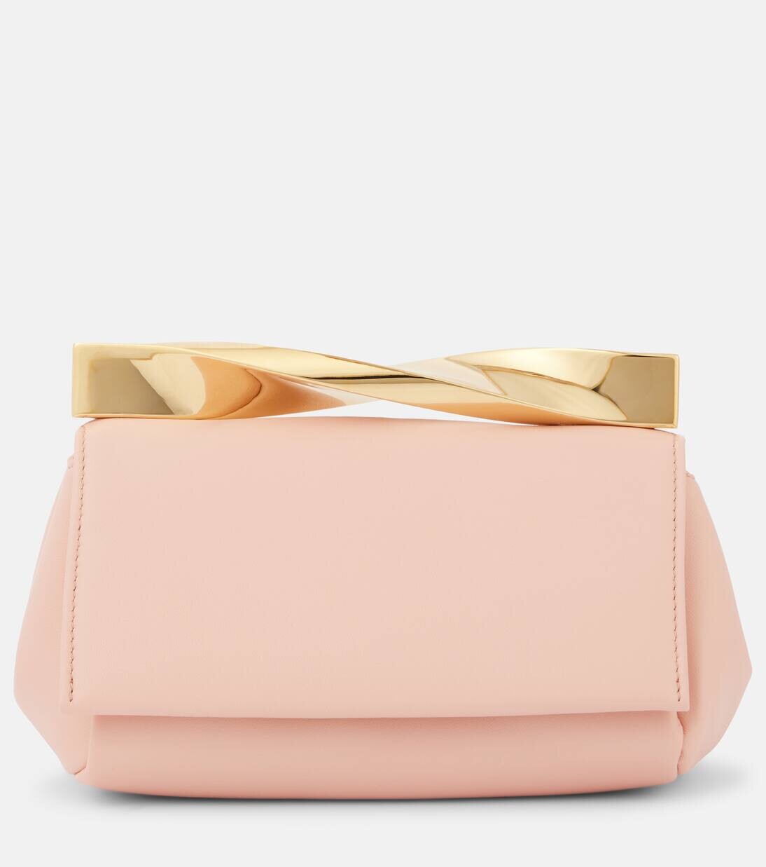 

Кожаный клатч Twist Mini Aquazzura, цвет mademoiselle pink/light gold