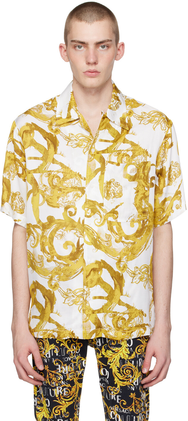 

Белая акварельная рубашка от кутюр Versace Jeans Couture, цвет White / Gold
