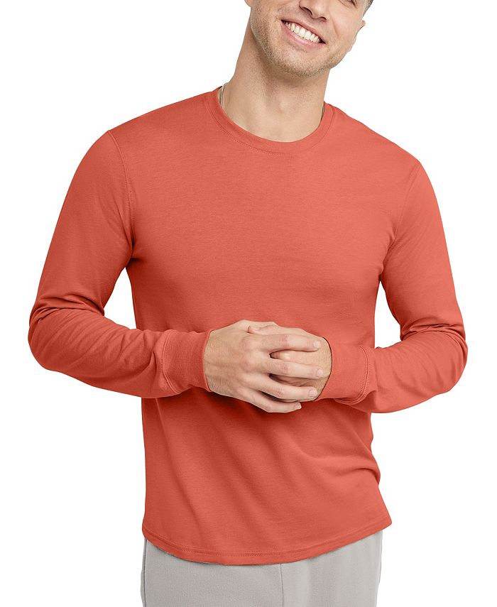 Мужская футболка Originals из хлопка с длинным рукавом Hanes, красный мужская оригинальная хлопковая футболка с длинными рукавами на пуговицах hanes белый