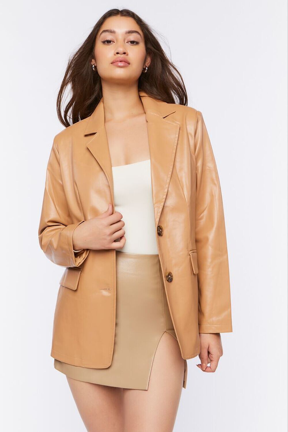 

Мини-юбка из искусственной кожи Forever 21, серо-коричневый