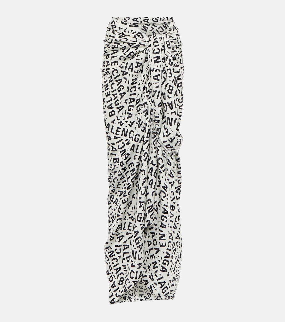 

Юбка макси с запахом и логотипом Balenciaga, белый