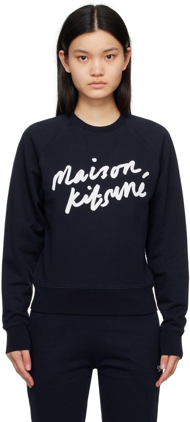

Темно-синий свитшот с корректировкой почерка Maison Kitsune