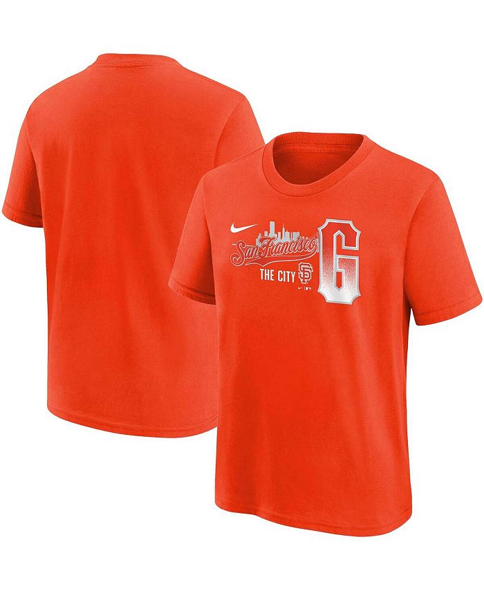 Оранжевая футболка Big Boys San Francisco Giants City Connect с графическим рисунком Nike, оранжевый мужская серая футболка san francisco giants authentic collection city connect velocity space dye performance nike серый