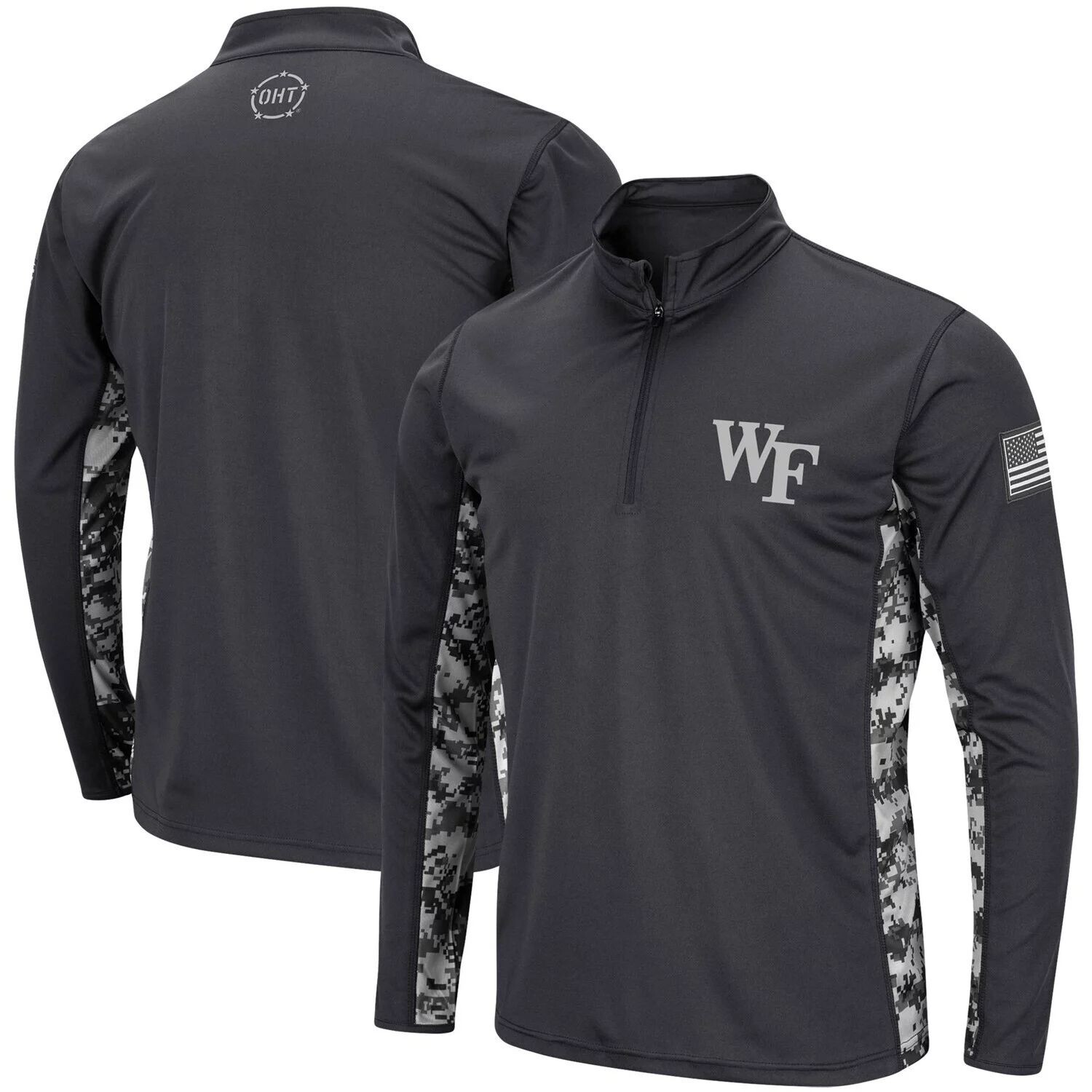

Мужская темно-серая куртка Wake Forest Demon Deacons OHT Military Appreciation Digi Camo с молнией четверть четверти Colosseum, Серый