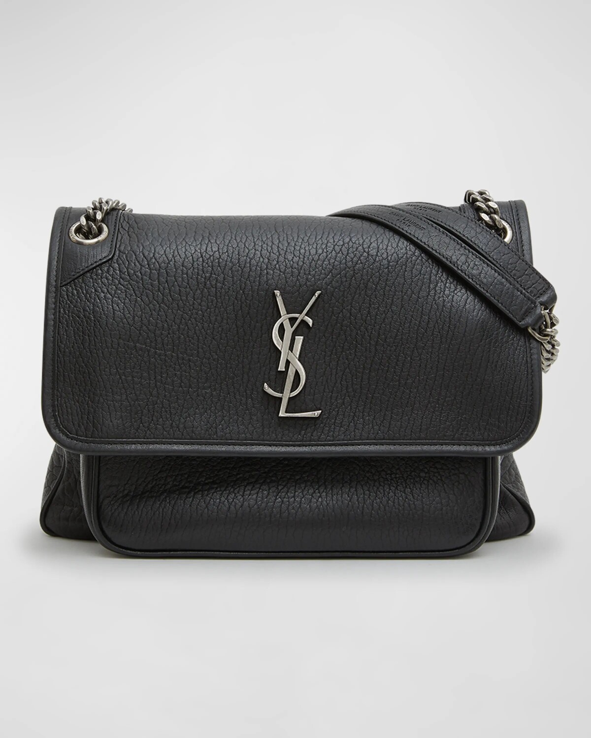 

Кожаная сумка через плечо Niki среднего размера с клапаном YSL Saint Laurent, цвет Nero