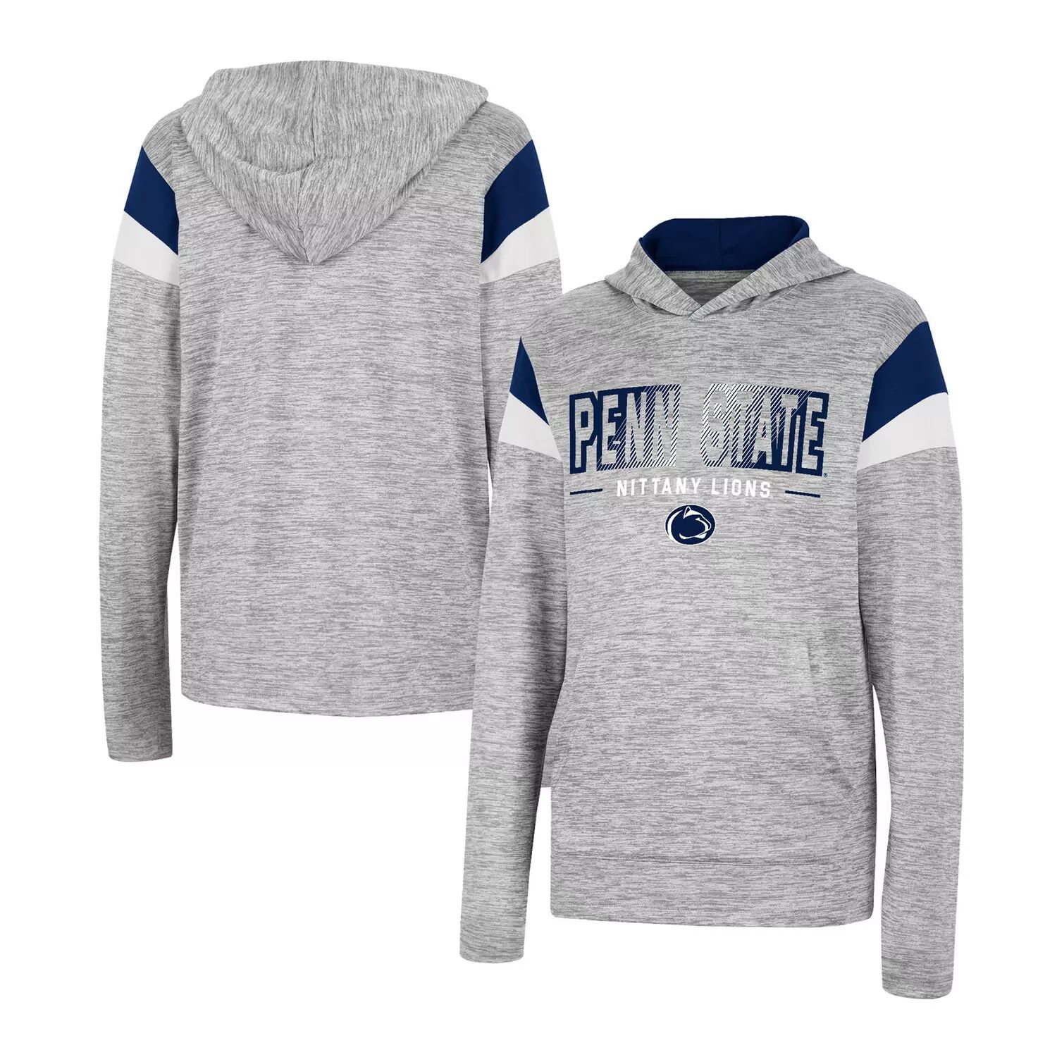 

Молодежная футболка Colosseum Heather Grey Penn State Nittany Lions Tartookas с капюшоном и длинными рукавами Colosseum