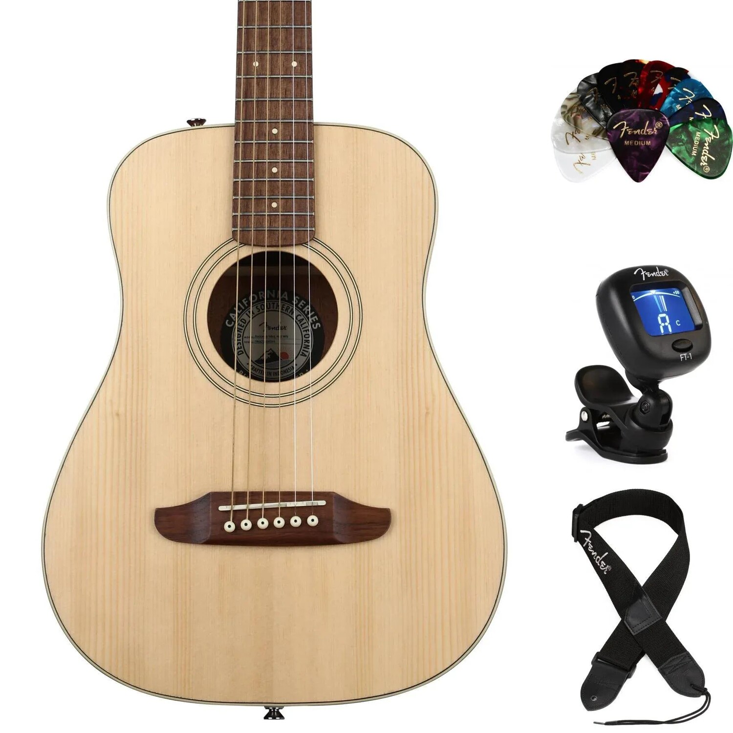 

Комплект предметов первой необходимости для акустической гитары Fender Redondo Mini — натуральный