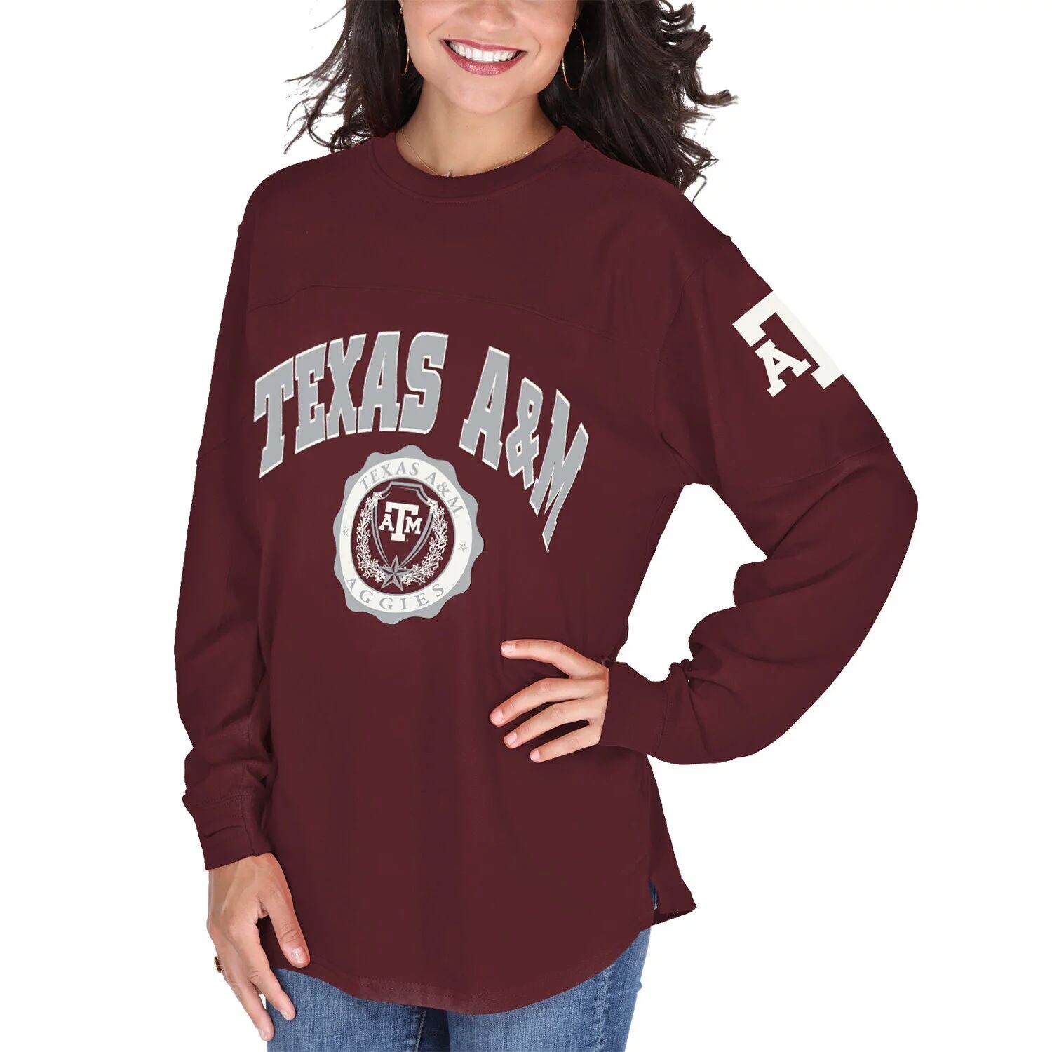 

Женская темно-бордовая футболка с длинным рукавом Texas A&M Aggies Edith, Красный