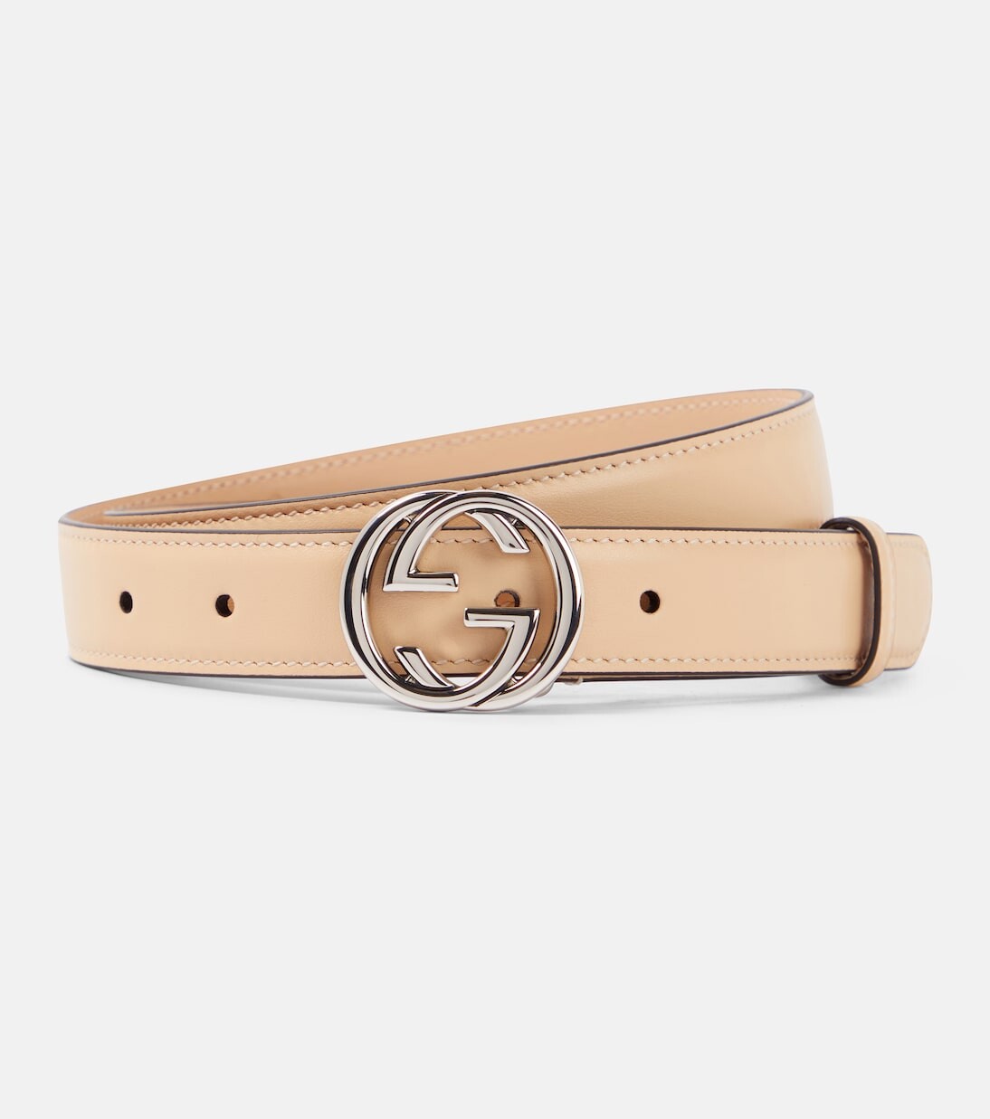 

Кожаный ремень с переплетением g Gucci, розовый