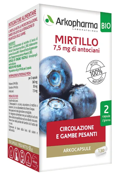 

Arkopharma Blueberry 130 капсул Кровообращение и добавка для ног