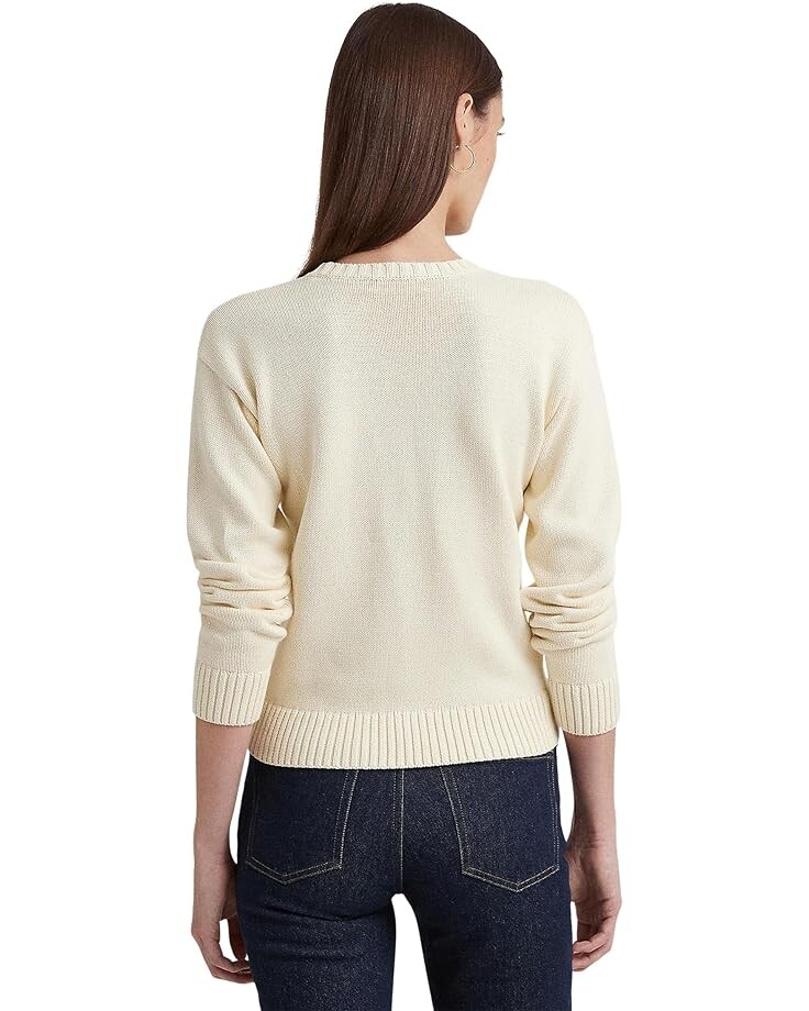 

Свитер LAUREN Ralph Lauren Petite Intarsia-Knit Crest Cotton-Blend Sweater, цвет Mascarpone Cream