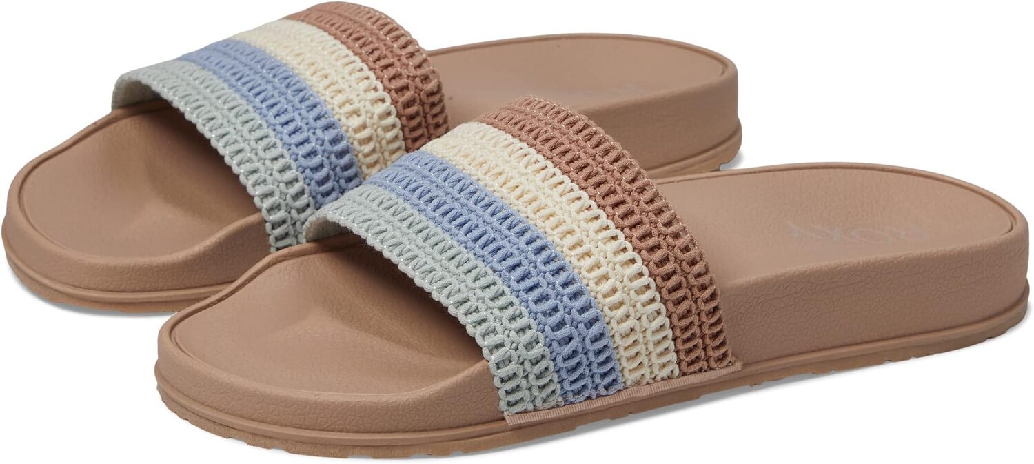 

Сандалии на плоской подошве Slippy Crochet Roxy, цвет Light Blue/Brown