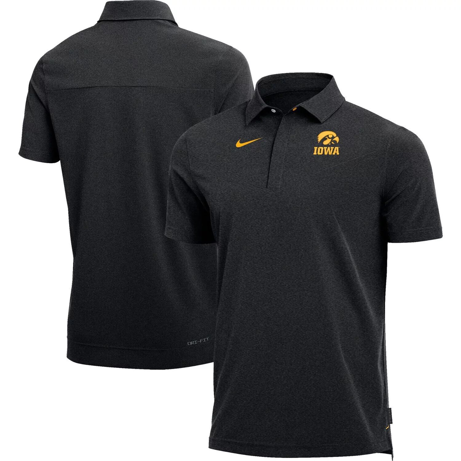 

Мужская футболка-поло Iowa Hawkeyes Coach Performance черного цвета с меланжевой отделкой Nike, Черный