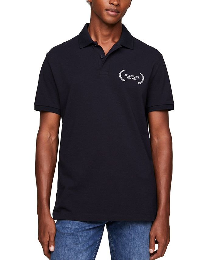 Мужская хлопковая рубашка-поло Monotype NY Reg Tommy Hilfiger, синий рубашка поло из хлопкового пике с вышитым логотипом fred perry зеленый