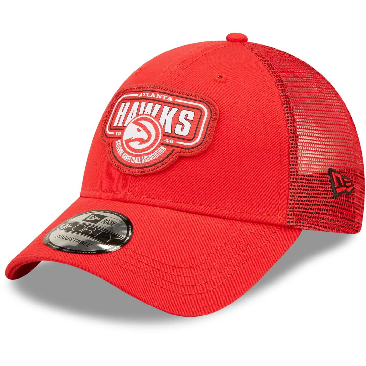 

Мужская красная мужская кепка New Era Atlanta Hawks Team с нашивкой-логотипом 9FORTY Trucker Snapback