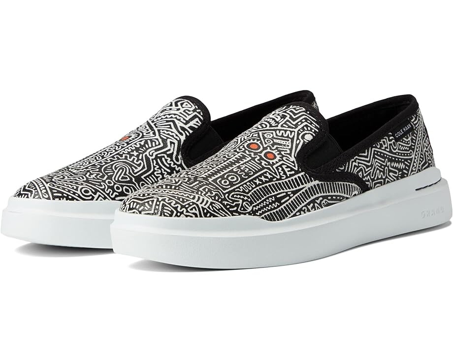 

Кроссовки Cole Haan CH X Keith Haring Grandpro Rally Slip-On, цвет Black/White/Flame