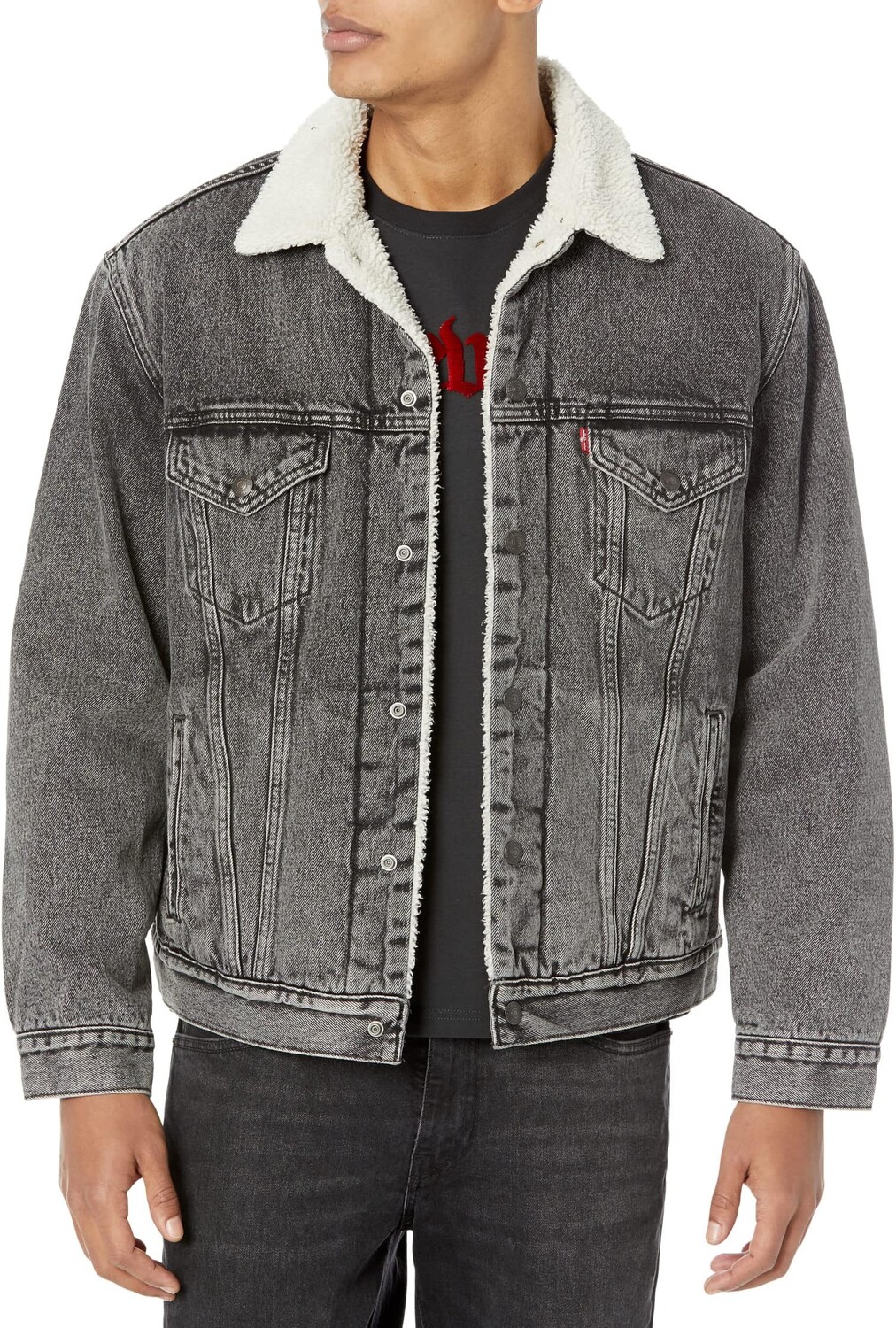 

Куртка Vintage Fit Sherpa Trucker Levi's, цвет Medium Gray Stonewash