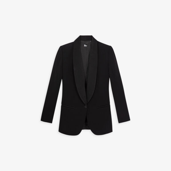 

Однобортный костюмный пиджак из крепа с атласным воротником The Kooples, черный