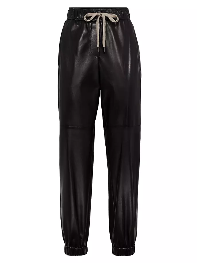 

Спортивные брюки из кожи наппа Lux Brunello Cucinelli, черный