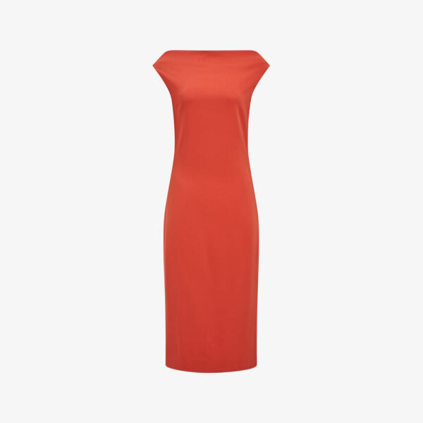 

Трикотажное платье миди Zaria с открытыми плечами Reiss, цвет coral