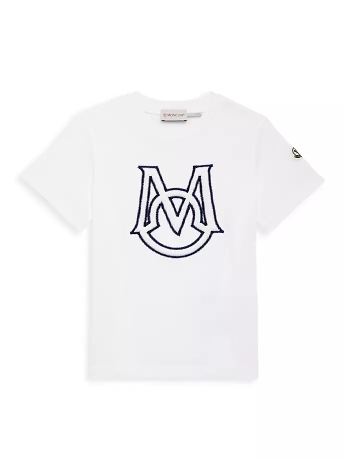 

Футболка с круглым вырезом с логотипом Little Kid's & Kid's Moncler, белый