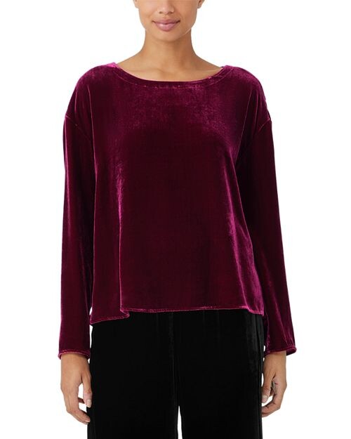 

Бархатный топ с балетным вырезом Eileen Fisher, цвет Red