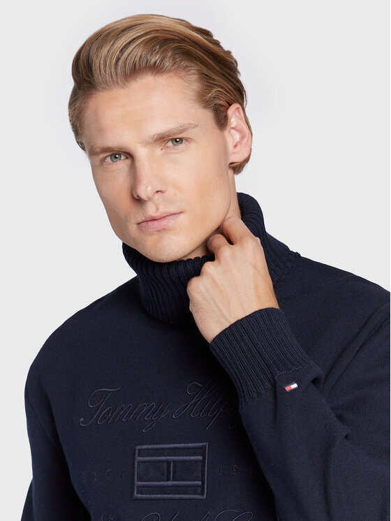 

Свитер свободного кроя с высоким воротником Tommy Hilfiger, синий