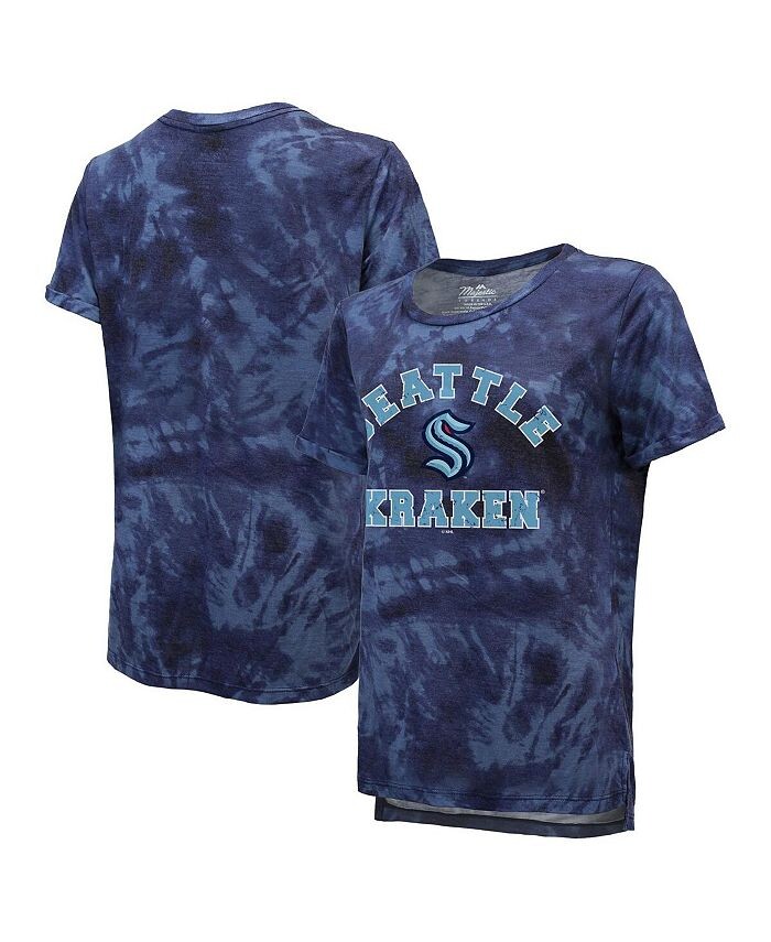 

Женская футболка Deep Sea Seattle Kraken Boyfriend Tie-Dye с нитками Majestic, синий