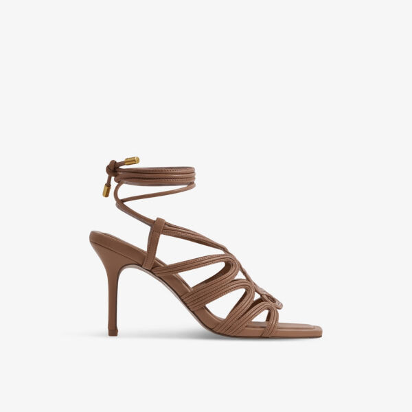 

Кожаные босоножки keira на каблуке с веревочным ремешком Reiss, цвет nude