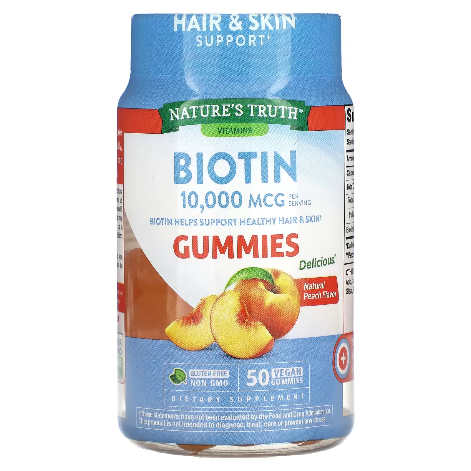 Пищевая добавка Nature's Truth Биотин со вкусом персика, 50 жевательных таблеток