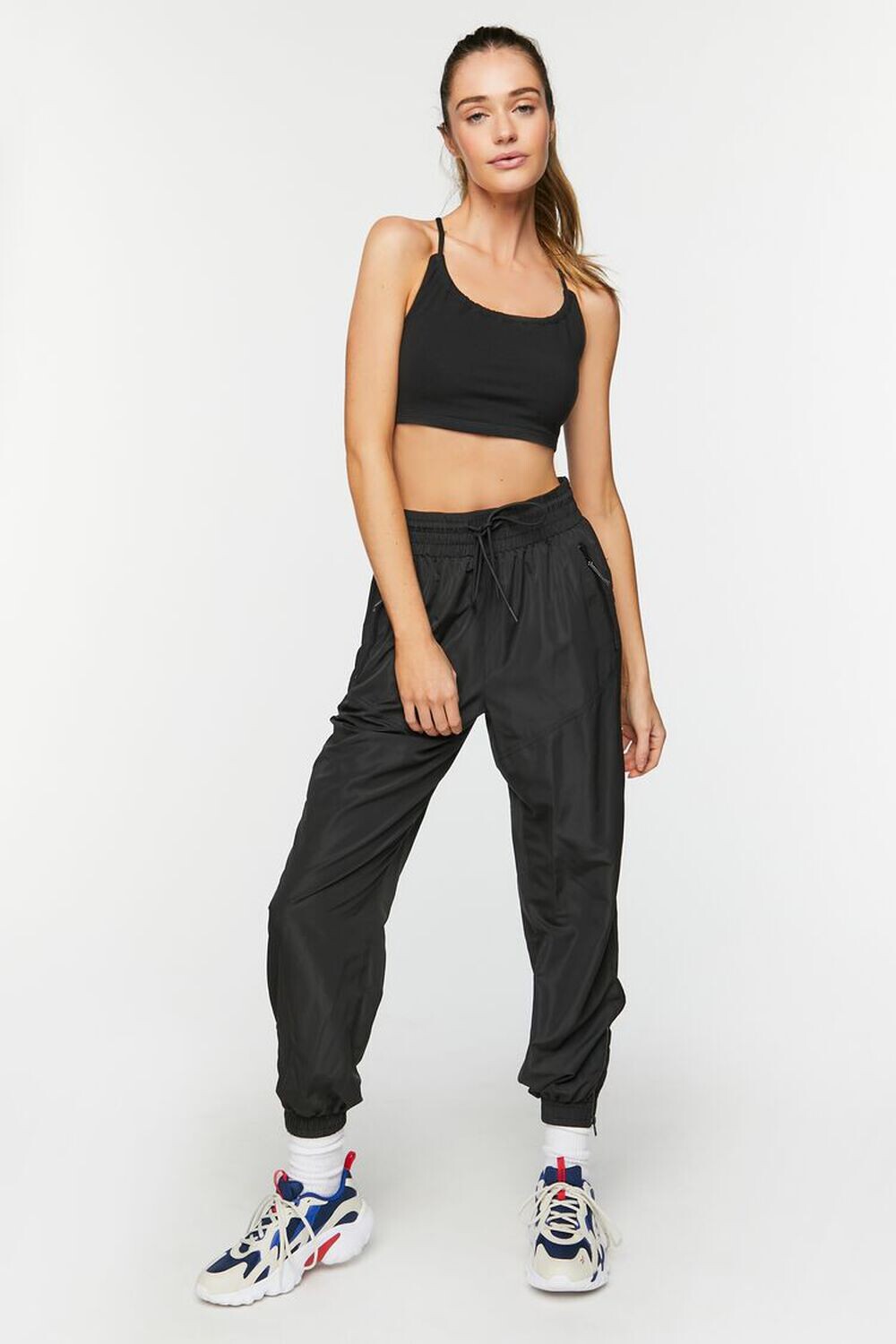 

Джоггеры Active с застежкой-молнией и подолом Forever 21, черный
